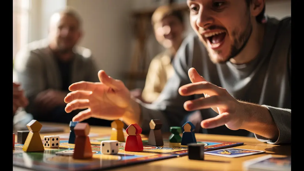 Personne expliquant les règles d'un jeu avec des gestes démonstratifs