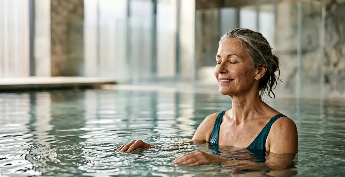 Personne profitant d'une séance de balnéothérapie dans un bassin thérapeutique pour soulager l'arthrose et les douleurs articulaires